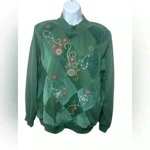 Vintage Alfred Dunner Floral paisley Embroidery Beaded Sweater Size Large